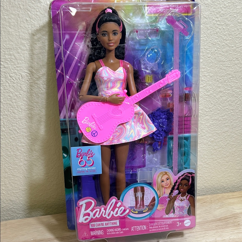 Barbie 65th Anniversary Pop Star Doll w/ Guitar & Stage Accessories NIB